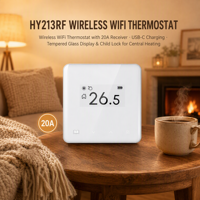 Termostato Inalámbrico Digital WiFi HY213RF con Control Tuya, Sistema de Calefacción Central con Ahorro de Energía, para Suelo Radiante, con Receptor, Compatible con Smart Life