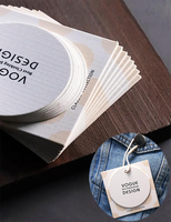 Étiquettes suspendues personnalisées en papier texturé lin de luxe avec découpe, étiquettes de vêtements pour marque de mode