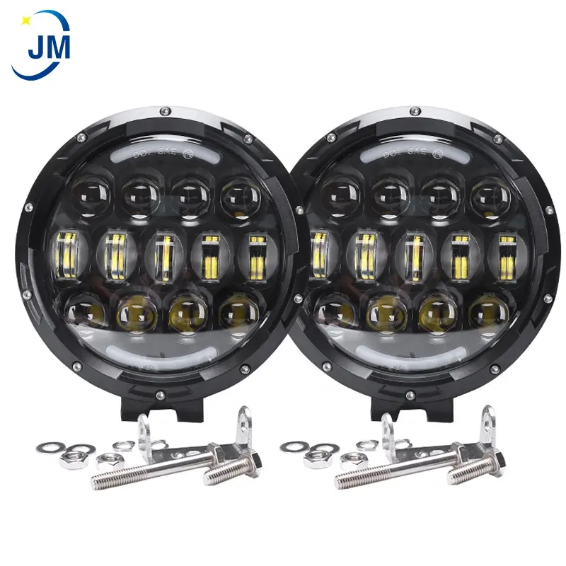 라운드 7 인치 오프로드 12V 24V 스팟 LED 라이트 트럭 SUV 4WD 4x4 보트 ATV 지프 트랙터 안개등 105W LED 작업 LED 라이트