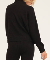 Ensemble deux pièces de loungewear tricoté pour femme, côtelé, en cachemire et laine, comprenant un sweat à capuche et un pantalon de jogging