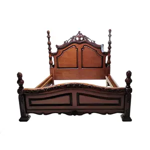 American Style Solid Wood Carved Bed New Classic Walnut Bedroom Furniture