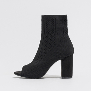 Botas elásticas de punto con tacón grueso y redondo, estilo boca de pez, con orificios para bailar, botines cortos, talla 42 - Product Image 6