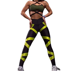 Patchwork Mesh dantel-up sütyen tayt serin kızların eşofman Wading spor Fitness giysileri