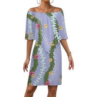 Dropshiping Vêtements Robes pour femmes Robe Shaw à épaules décolletées Design imprimé hawaïen Robes décontractées élégantes pour femmes
