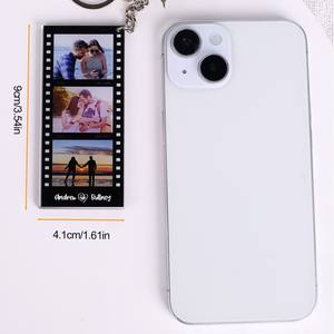 Porte-clés rectangulaire en acrylique personnalisé avec photo imprimée UV, cadeau de la Saint-Valentin pour petit ami, porte-clés photo pour couple - Product Image 3