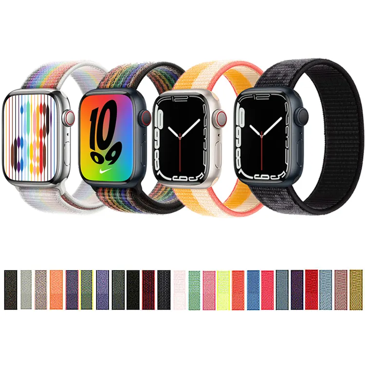 HuaMJ Nylon Watch Band Loop Band 44mm Nylon Watch Strap For Apple Straps Iwatch 7 Nylon Watch Bands