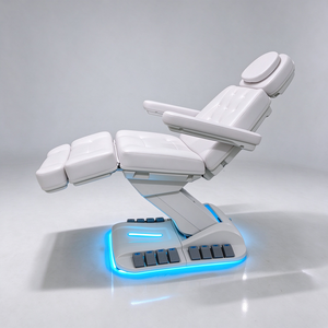 Fauteuil de soin esthétique électrique en cuir PU blanc, 4 moteurs, réglable, avec base LED - Product Image 4