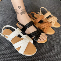 Nouvelles chaussures d'été femmes sandales sangle mode femme chaussures de plage boucle dames talons plats Peep Toe plate-forme sandales d'extérieur