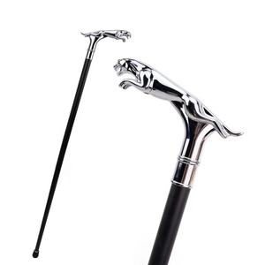 Accesorios de <span class=keywords><strong>tiro</strong></span>, bastón con mango de cabeza de leopardo dorado, bastón de autodefensa, bastón para caminar con lámina de hierro en el interior - Product Image 1
