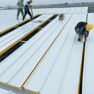 Yanmaz çatı sandviç Panel Panel üreticisi fabrika fiyat PU sandviç çatı paneli