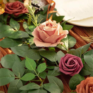 Venta caliente personalizable Rosa flor decoración vides guirnalda seda flor guirnalda Mesa flor camino para boda fiesta - Product Image 5