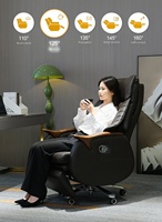 Fauteuil de Direction Ergonomique Moderne de Luxe Pivotant et Inclinable en Cuir Véritable avec Massage et Refroidissement pour Bureau Commercial et Domicile