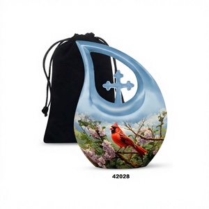 Venta caliente hermoso pájaro Cardenal lágrima cremación urna para adultos para cenizas humanas Cruz decorativa urna funeraria con bolsa gratis - Product Image 1