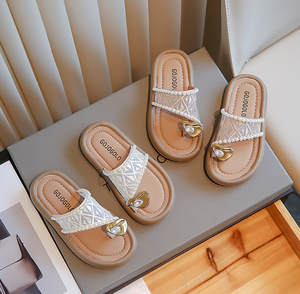 Summer Toe Cooling <b>Slippers</b> With Exposed Heel Anti Breathable Pearl <b>Slippers</b> With Exposed Toe Kids Sandals Size 26-36 - Product Image 3