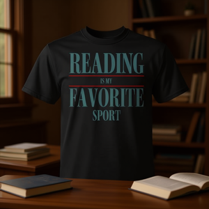 T-shirt « La lecture est mon sport préféré » avec citation pour les amoureux des livres, design noir, vêtements unisexes pour hommes et femmes - Product Image 3