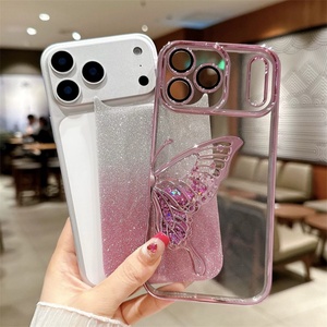 Funda de Celular Transparente con Diamantes y Mariposas Brillantes para iPhone 17, 16, 15, 14, 13, 12 Pro, Funda Brillante y Linda para iPhone 17 Pro - Product Image 2