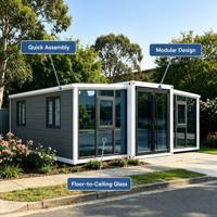 Casa Container Espandibile a Piano Singolo, Edificio Modulare Prefabbricato con Facciata in Vetro, Telaio in Acciaio Impermeabile per Resort, Caffè, Negozi