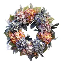 22 นิ้ว/56 ซม.ฤดูใบไม้ร่วงไฮเดรนเยียพวงหรีดประตูตกแต่งเครื่องประดับคริสต์มาสใหม่ปีงานแต่งงานประดิษฐ์ดอกไม้