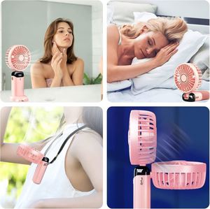 <b>Mini</b> Cooling <b>Fan</b> Rechargeable Battery Plastic <b>USB</b> Handheld Digital Display Folding <b>Fans</b> for Outdoor - Product Image 5