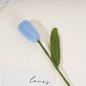 Handmade Chất Lượng Cao Duy Nhất Dệt Đan Crochet Nhân Tạo Tulip Hoa Nhỏ Bó Hoa Tulip Cho Trang Trí Nội Thất - Product Image 4