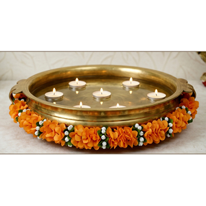 Guirnalda de Flores Artificiales de Naranja con Campanas Doradas, Decoración Colgante para Bodas, Festivales, Hogar y Templo - Product Image 3