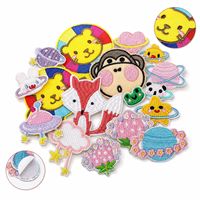 En gros Patchs brodés Kawaii mignons à thermocoller et à coudre, motifs Planète, Lion, Renard, Singe, Panda, Grenouille, Ovni, Étoile, Nuage