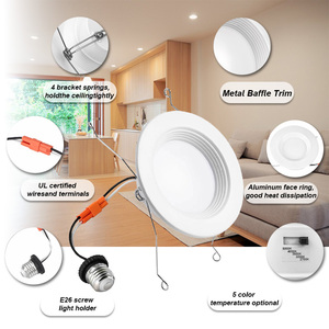 ETL được liệt kê/năng lượng Sao chứng nhận 5cct 6 "LED baffle TRIM trang bị thêm có thể lõm ánh sáng 12 Wát Dimmable trần ánh sáng - Product Image 6