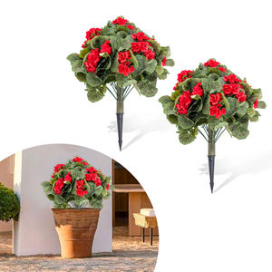 Оптовая продажа, PZD-1-278 пластиковый цветок из розового и красного крабового яблока с молотыми шипами, искусственные кусты, искусственный самшит, топиарий - Product Image 1