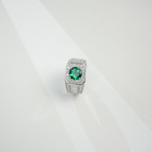925 <b>Silver</b> Cultivated <b>Emerald</b> <b>Ring</b> Shines Fashionable Engagement Proposal Festival Daily Gift for Girls L - Product Image 4