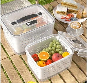 Scatola di immagazzinaggio con manico portatile scatola di immagazzinaggio per frutta e verdura da Picnic contenitore per frigorifero con prese d'aria e cestello di scarico - Product Image 1