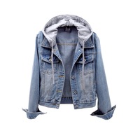 Vêtement de mode décontracté en gros 2024, veste à capuche, jeans, manteau en denim pour femmes, veste en jean de haute qualité, grande taille, vintage, longue, en coton, en laine