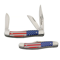 Couteau de gentleman OEM EDC 3 Steel Clip Sheepsfoot Spey Blade avec drapeau américain, manche en acrylique, couteau pliant Stockman avec drapeau américain