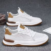 Nouvelles Chaussures Décontractées et Tendance pour Hommes, Style Coréen, à Semelle Épaisse, Antidérapantes, en PU Creux, à Lacets