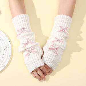 Gants d'automne et d'hiver pour femmes, style Lolita, avec manches ouvertes, avec <span class=keywords><strong>tas</strong></span> tricoté mi-long, chauds, gants de ballet au genou - Product Image 3