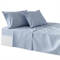 Parure de lit unie Todocama 4 pièces, drap-housse/drap plat, 2 taies d'oreiller 50x80cm, taille King Size Double, anti-acariens, bleu clair