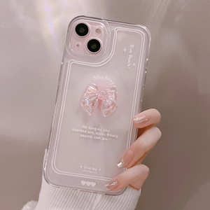 เคสโทรศัพท์โปร่งใสสำหรับ <span class=keywords><strong>iPhone</strong></span> 14 <span class=keywords><strong>13</strong></span> 12 <span class=keywords><strong>PRO</strong></span> <span class=keywords><strong>MAX</strong></span> 14 <span class=keywords><strong>13</strong></span> 12 PLUS เคส TPU แบบนิ่มตกแต่งโบว์คริสตัล - Product Image 3