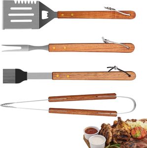 <span class=keywords><strong>KLEAR</strong></span> Ustensiles de barbecue en bois pour le camping, 3-5 pièces, faciles à nettoyer et résistants à la chaleur pour les grillades - Product Image 3
