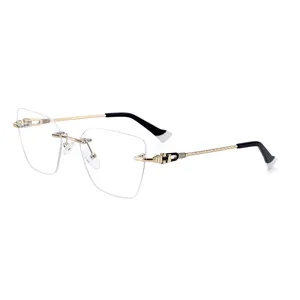 Trendy Rimless Stainless Eyeglasses Women Square Glasses Frame For Men For Women