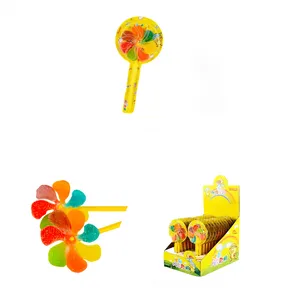 Juguetes de confección más vendidos coloridos dulces suaves afrutados molino de viento piruleta dulces bocadillos dulces