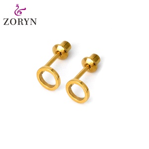 316L Stainless Steel PVD 18K Gold Plated Screw <b>Back</b> Stud <b>Earrings</b> Large Open Circle Hypoallergenic Durable for Women - Product Image 5