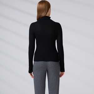 เสื้อสเวตเตอร์แคชเมียร์แท้ 100% ผลิตตามแบบ OEM ป้องกันการเป็นขุย เสื้อกันหนาวสำหรับผู้หญิง แขนยาว มีรูสำหรับนิ้วโป้ง คอเต่า ถักทออย่างดี - Product Image 6