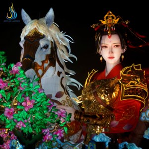 Lanterne de festival LED en tissu de soie sculptée à la main, personnages <span class=keywords><strong>Mulan</strong></span> et cheval en 3D, pour parc à thème - Product Image 1