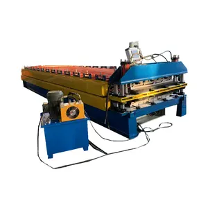 Toptan çin tedarikçisi çatı kiremit yapma makinesi çift kat çatı levhası rulo şekillendirme makinesi üretmektedir