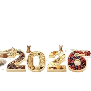 Bamboo 2026 Digital <b>Snack</b> <b>Tray</b> 30cm Solid Wood Serving Plate Home Use - Product Image 5