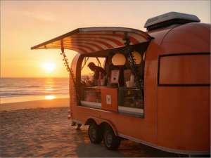 Remolque Móvil de Doble Propósito <span class=keywords><strong>para</strong></span> Bar y Cafetería con Barra Extraíble y Estación de Espresso <span class=keywords><strong>para</strong></span> Servicio de Hostelería de Día y de Noche - Product Image 1