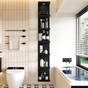 Versátil <span class=keywords><strong>estante</strong></span> de pared moderno de madera de 6 niveles, estantes flotantes de exhibición para dormitorio con luz LED - Product Image 6