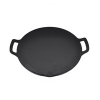Poêle Wok Coréenne en Fonte pour Barbecue, Double Plaque de Cuisson Écologique, Accessoire pour Cuisinière à Induction, Compatible 32/34cm, Huile Végétale