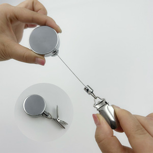 Silver 4cm <b>Towel</b> Clip Multifunctional Telescopic Clip Creative Automatic Rebound Shrink <b>Hook</b> Clip No Drilling Required with - Product Image 1