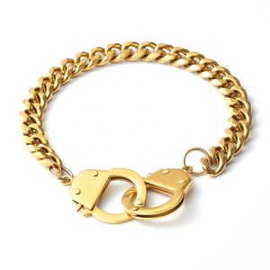 F461 Offre Spéciale mode lien cubain argent or acier inoxydable menottes chaîne bracelet bracelets breloques pour hommes - Product Image 5
