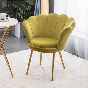 Cadeira de Jantar Nórdica Moderna de Luxo, Sofá, Cadeira de Veludo para Sala de Estar e Casa com Detalhe de Flor, Poltrona de Veludo Floral com Estrutura Metálica - Product Image 5